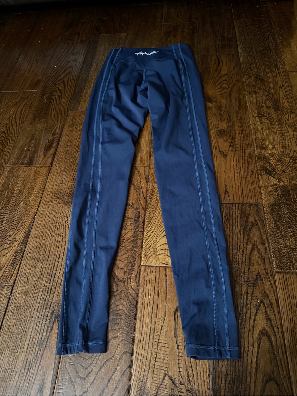 ALPHABET Navy Athletic Compression Pants with Reflective Logo Size XS